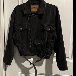 Perry Ellis America Moto Jean Jacket Black 100% Cotton Women’s Small